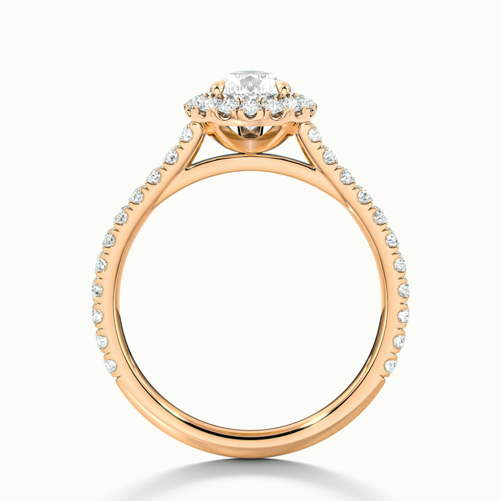 Emie 6 Carat Pear Shaped Halo Moissanite Diamond Ring in 18k Rose Gold