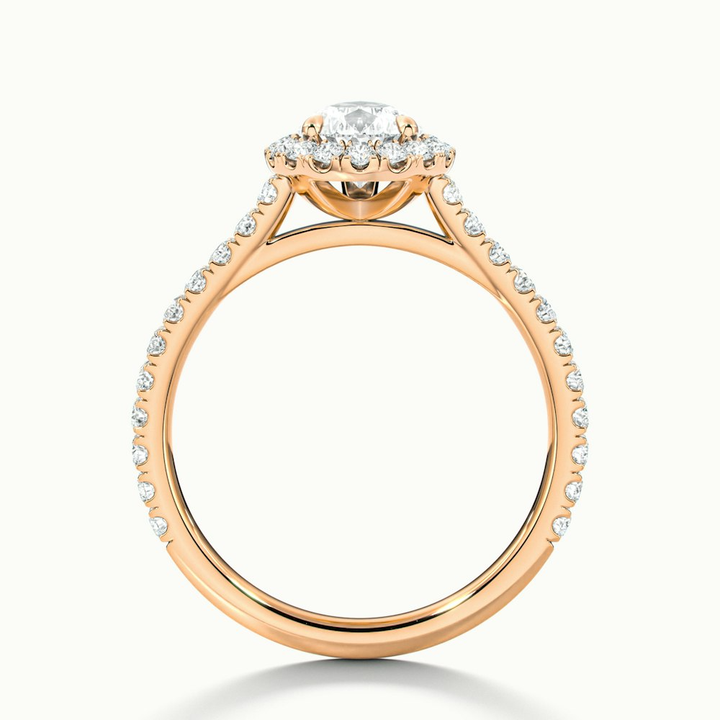 Emie 6 Carat Pear Shaped Halo Moissanite Diamond Ring in 18k Rose Gold