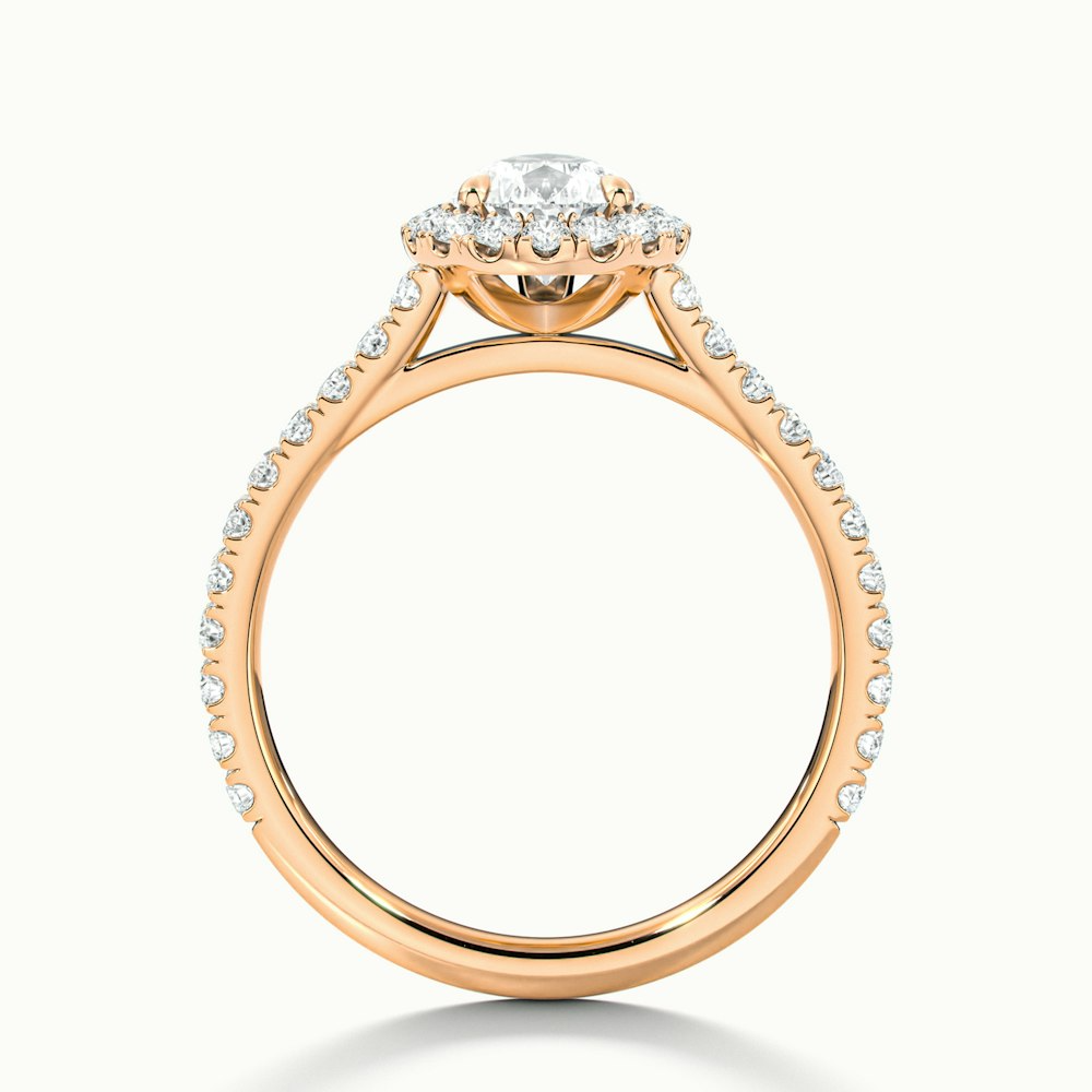 Aria 1 Carat Pear Shaped Halo Lab Grown Engagement Ring in 18k Rose Gold
