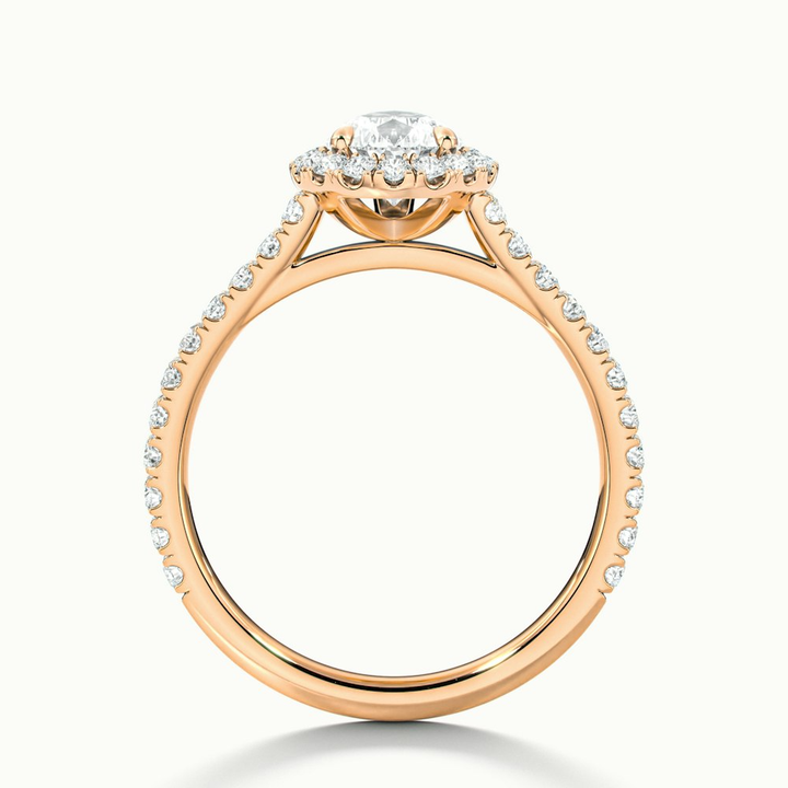 Cindy 1 Carat Pear Shaped Halo Moissanite Diamond Ring in 10k Rose Gold