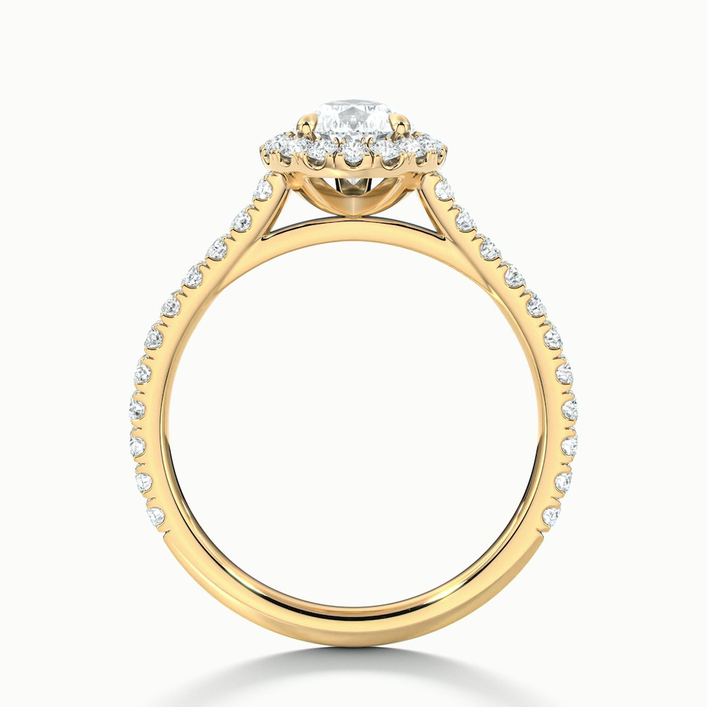 Emie 10 Carat Pear Shaped Halo Moissanite Diamond Ring in 14k Yellow Gold