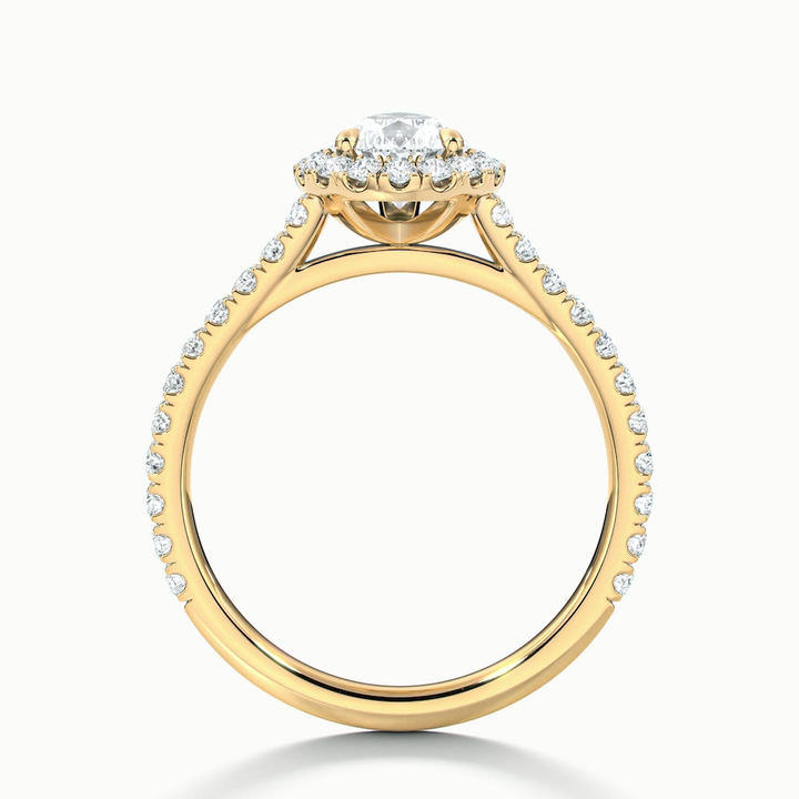 Emie 10 Carat Pear Shaped Halo Moissanite Diamond Ring in 14k Yellow Gold