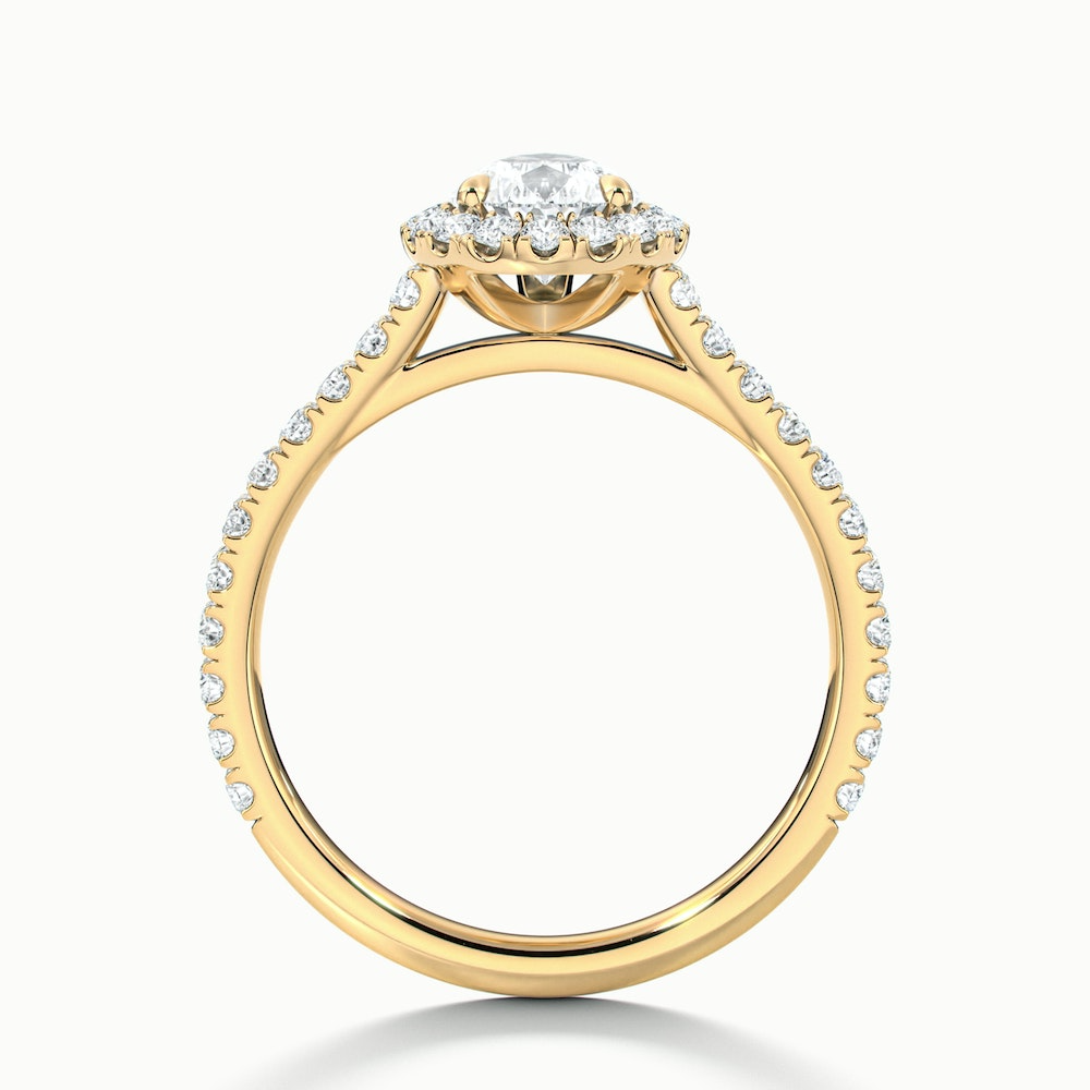 Cindy 1 Carat Pear Shaped Halo Moissanite Diamond Ring in 10k Yellow Gold