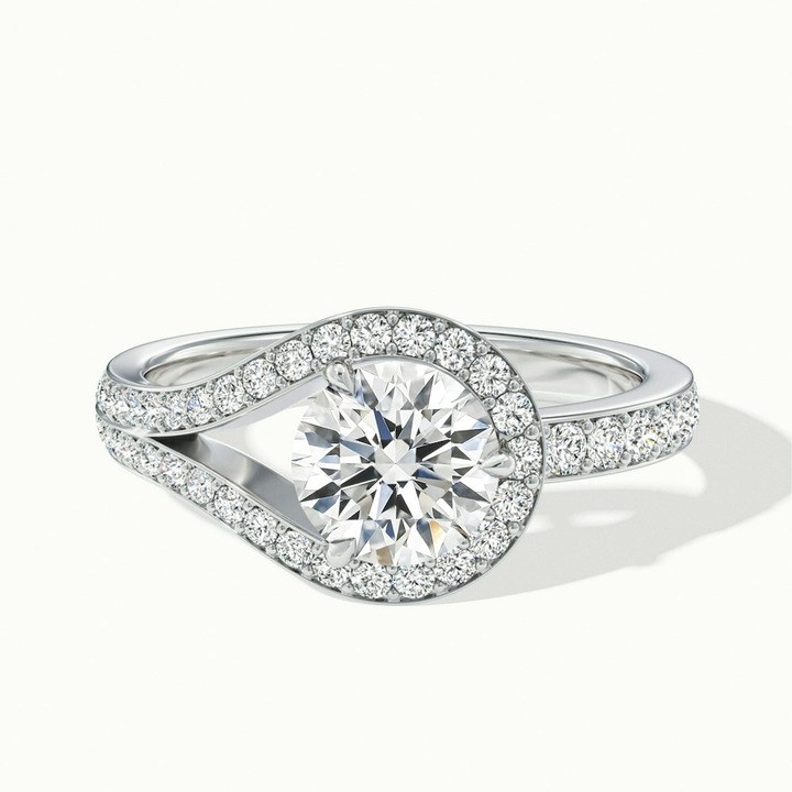 Elly 7 Carat Round Halo Pave Moissanite Diamond Ring in 10k White Gold