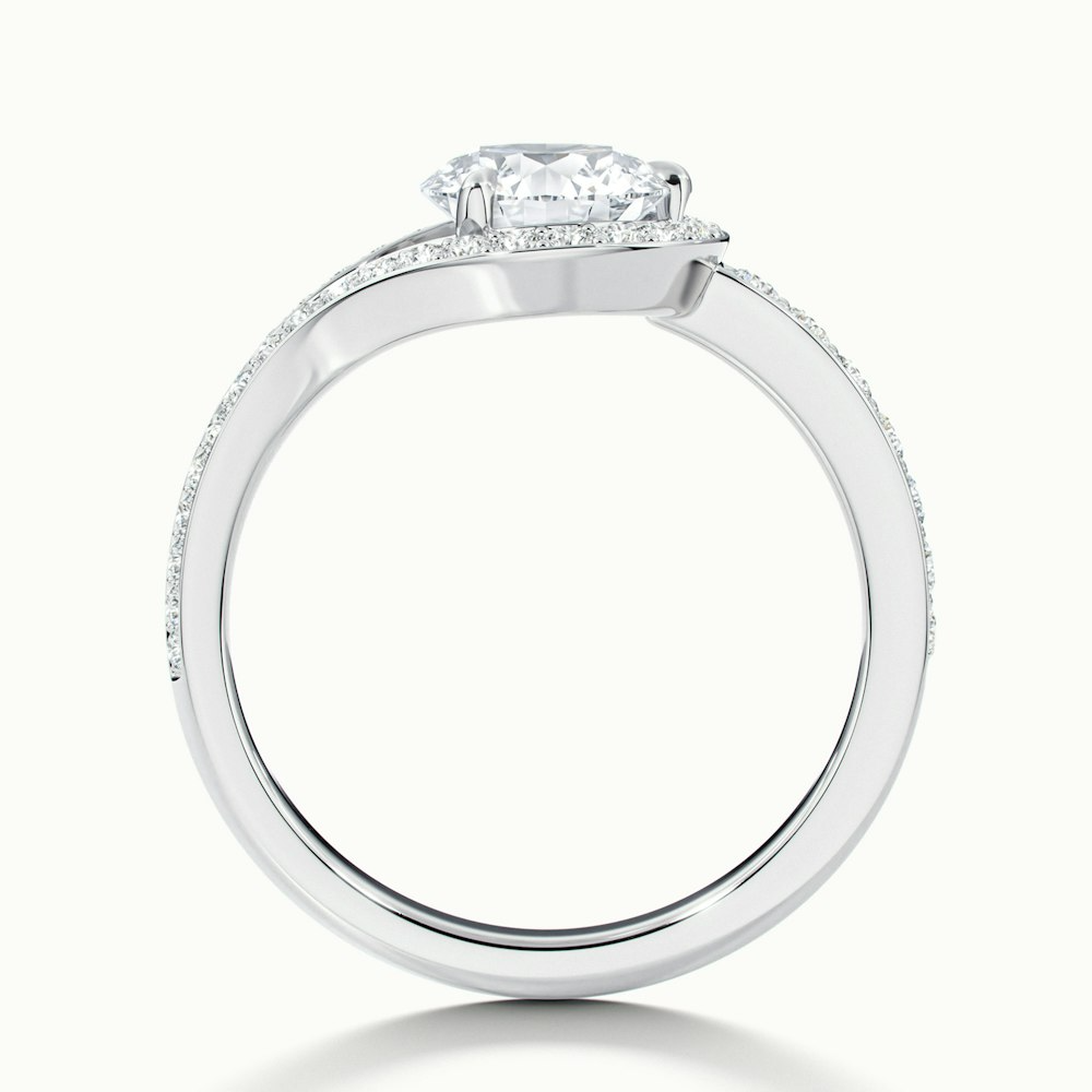 Elly 7 Carat Round Halo Pave Moissanite Diamond Ring in 14k White Gold