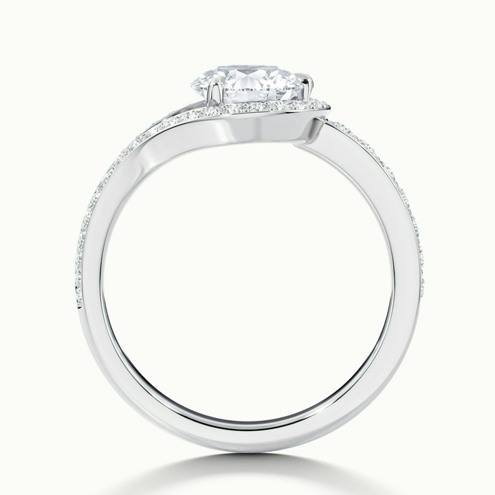 Avi 1 Carat Round Halo Pave Lab Grown Engagement Ring in 18k White Gold