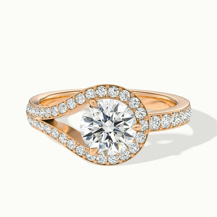 Cherri 4 Carat Round Halo Pave Moissanite Diamond Ring in 14k Rose Gold