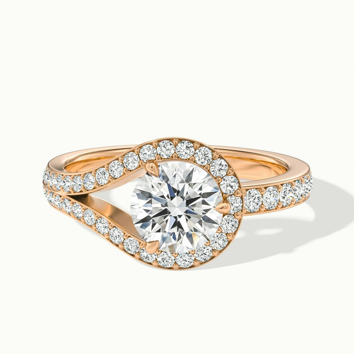 Avi 1 Carat Round Halo Pave Lab Grown Engagement Ring in 10k Rose Gold