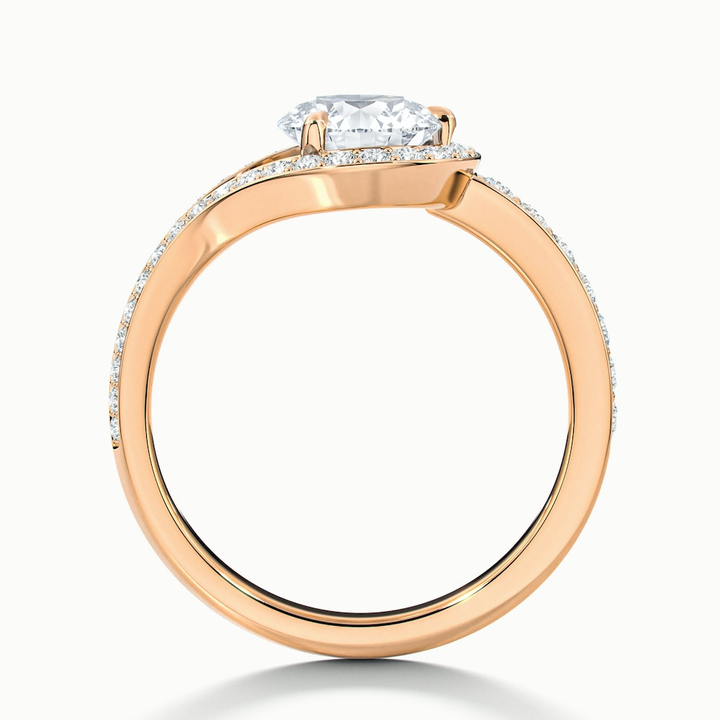 Avi 1 Carat Round Halo Pave Lab Grown Engagement Ring in 10k Rose Gold