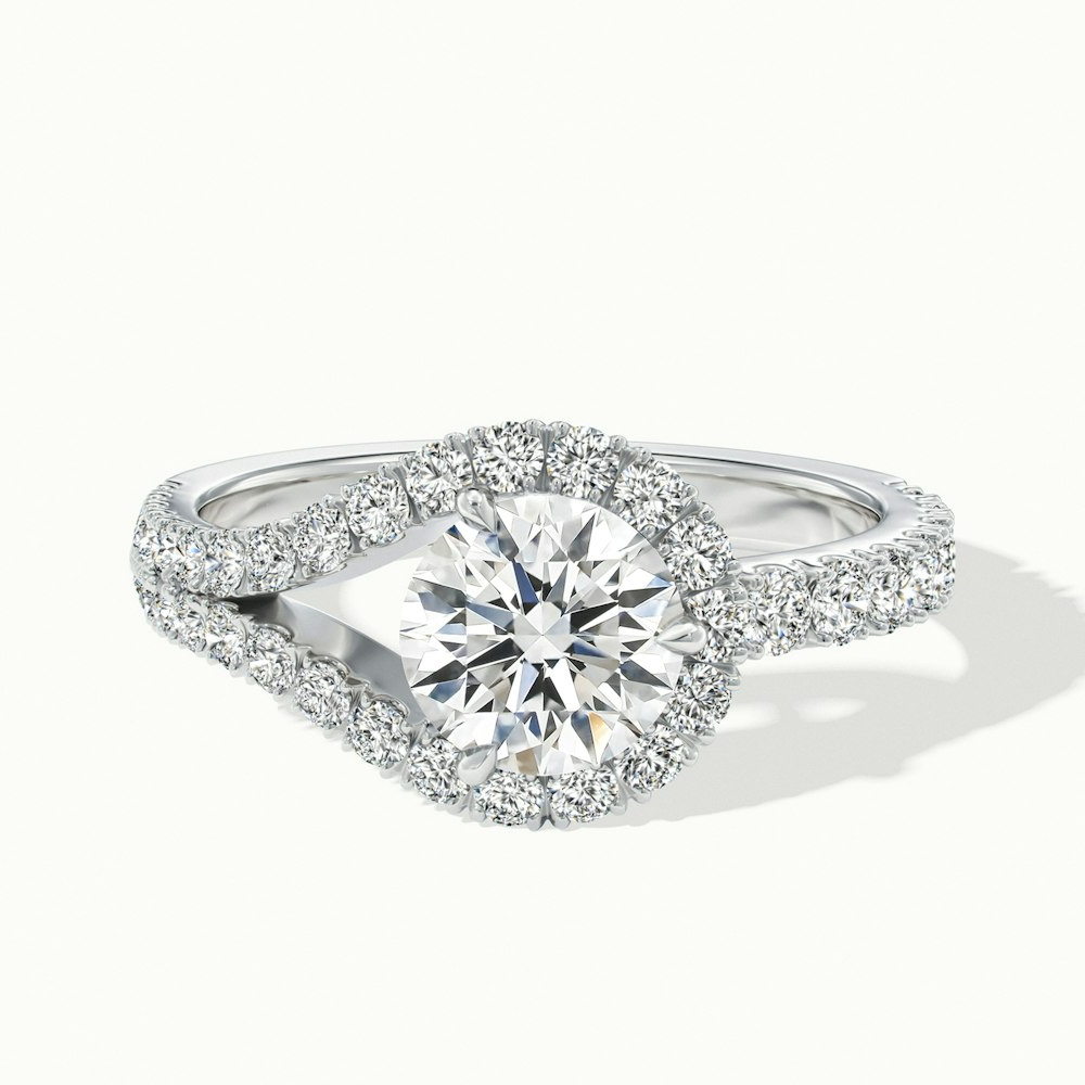 Betti 2 Carat Round Halo Scallop Lab Grown Engagement Ring in Platinum