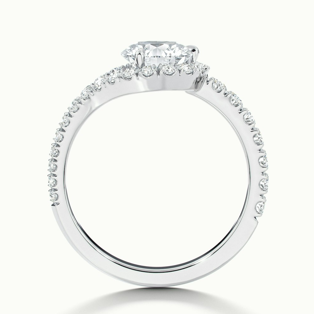 Callie 1 Carat Round Halo Scallop Moissanite Diamond Ring in 14k White Gold