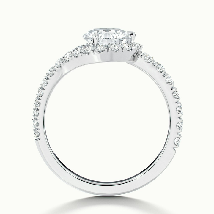 Betti 1 Carat Round Halo Scallop Lab Grown Engagement Ring in 18k White Gold
