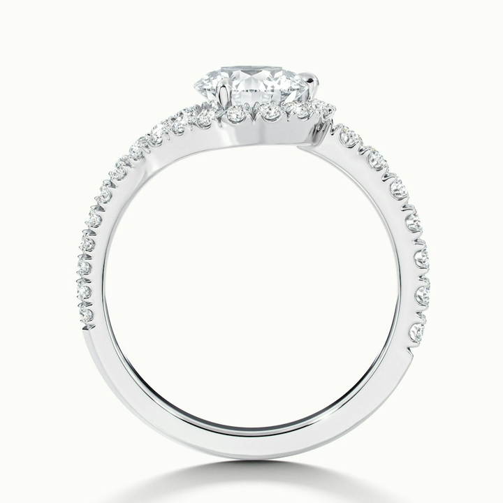 Callie 2 Carat Round Halo Scallop Moissanite Diamond Ring in Platinum