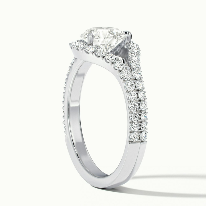 Callie 4 Carat Round Halo Scallop Moissanite Diamond Ring in 14k White Gold