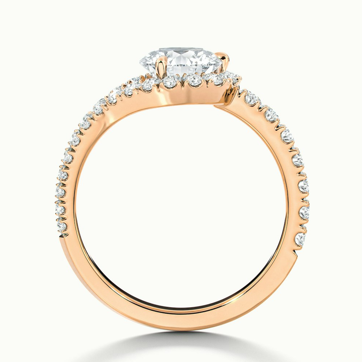 Betti 3 Carat Round Halo Scallop Lab Grown Engagement Ring in 18k Rose Gold