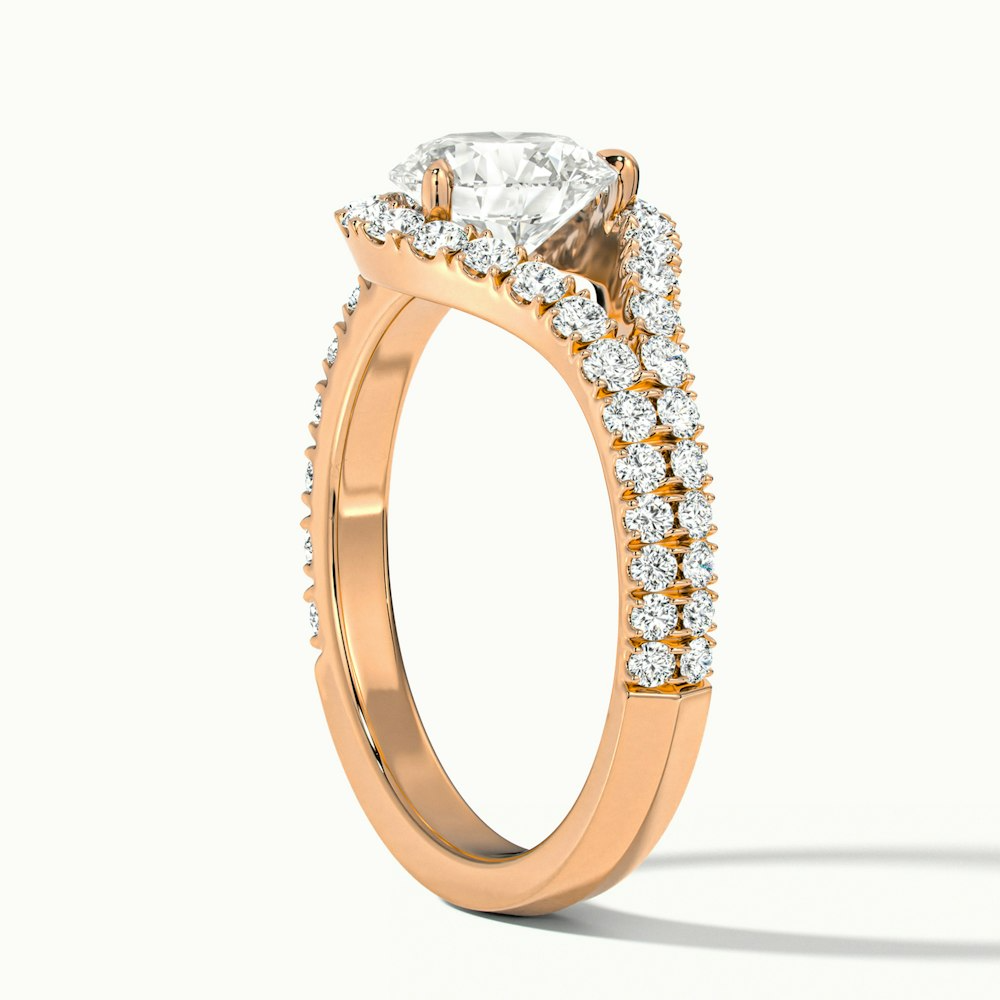 Betti 1 Carat Round Halo Scallop Lab Grown Engagement Ring in 18k Rose Gold
