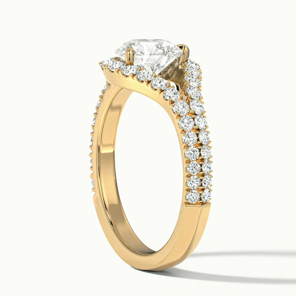 Betti 3.5 Carat Round Halo Scallop Lab Grown Engagement Ring in 10k Yellow Gold