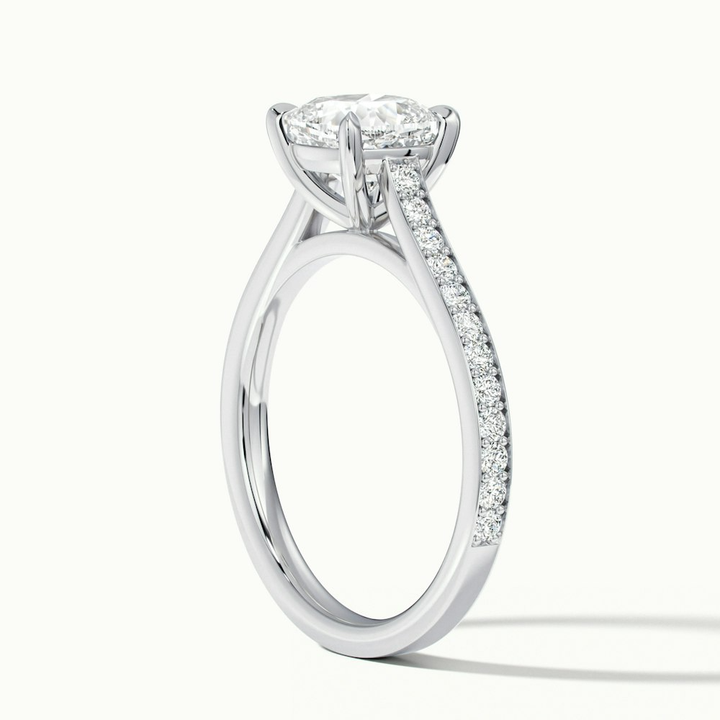 Eva 1.5 Carat Cushion Cut Solitaire Pave Lab Grown Engagement Ring in 10k White Gold