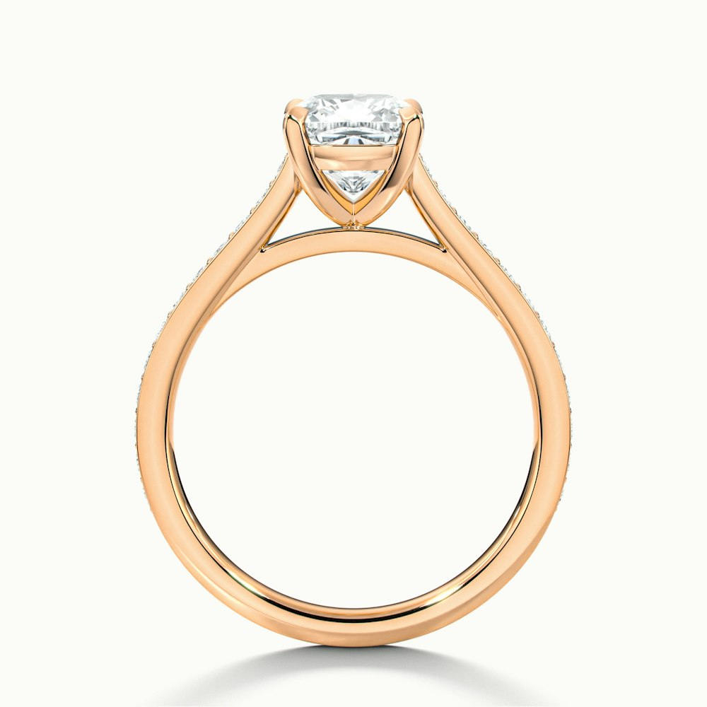 Eva 1 Carat Cushion Cut Solitaire Pave Lab Grown Engagement Ring in 18k Rose Gold