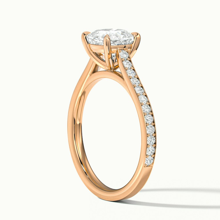 Eva 2 Carat Cushion Cut Solitaire Pave Lab Grown Engagement Ring in 10k Rose Gold