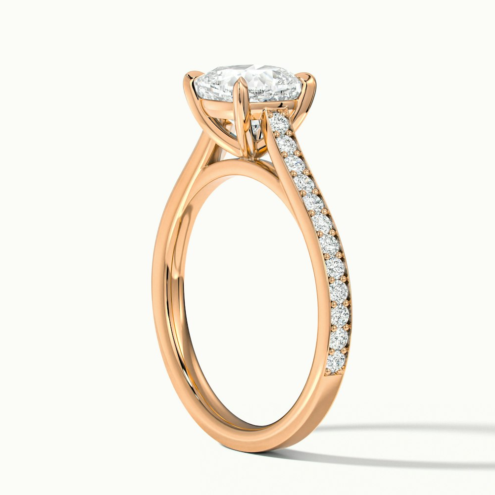 Eva 3.5 Carat Cushion Cut Solitaire Pave Lab Grown Engagement Ring in 10k Rose Gold