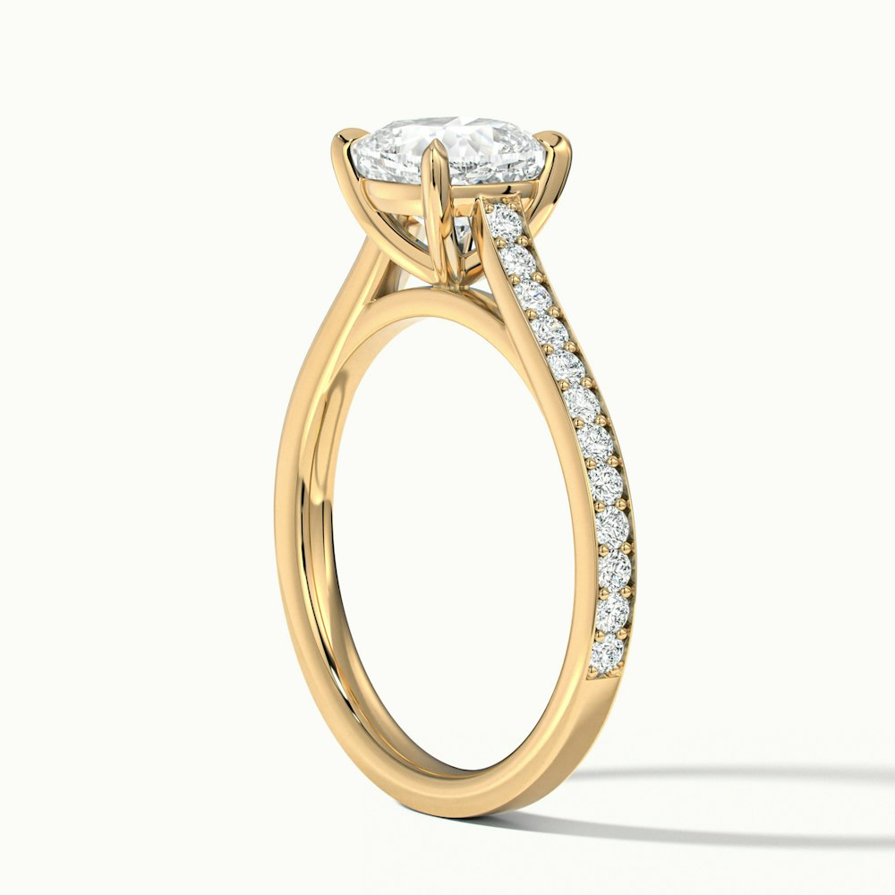 Eva 2.5 Carat Cushion Cut Solitaire Pave Lab Grown Engagement Ring in 10k Yellow Gold