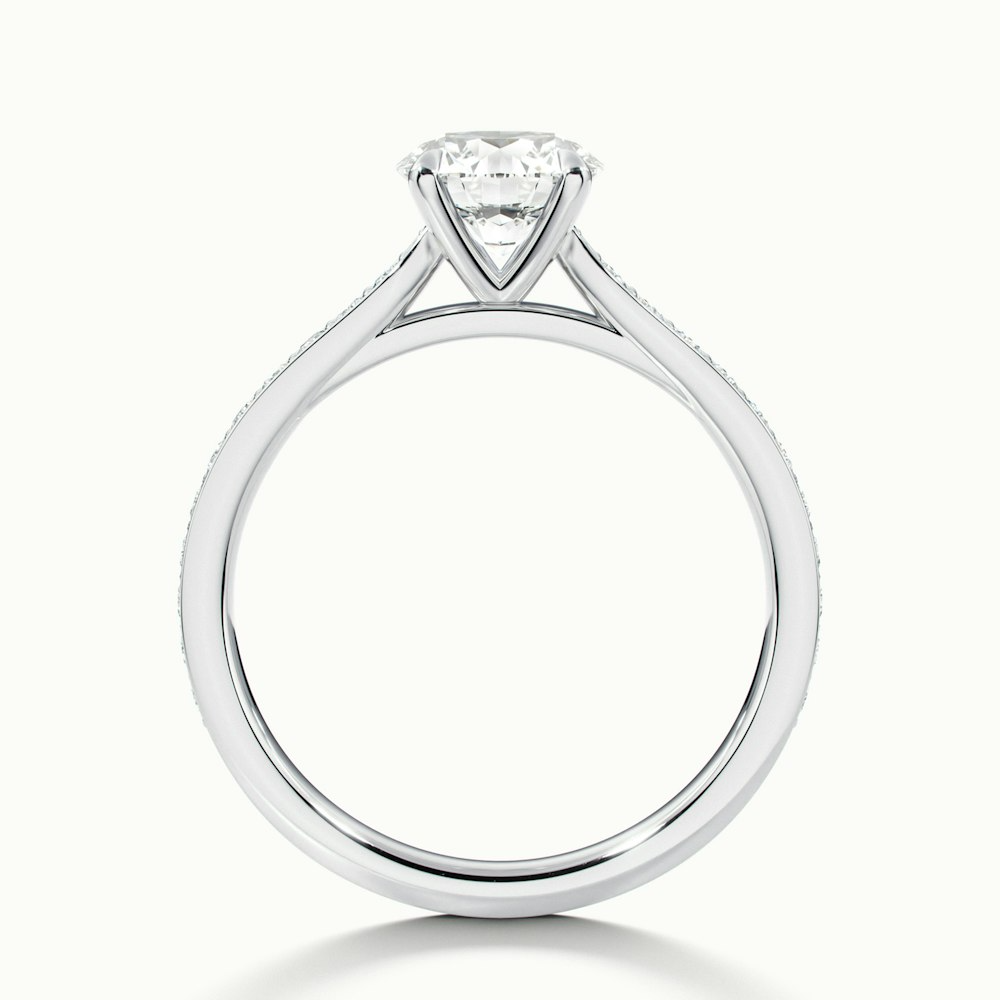 Betti 2.5 Carat Round Solitaire Pave Moissanite Diamond Ring in 14k White Gold