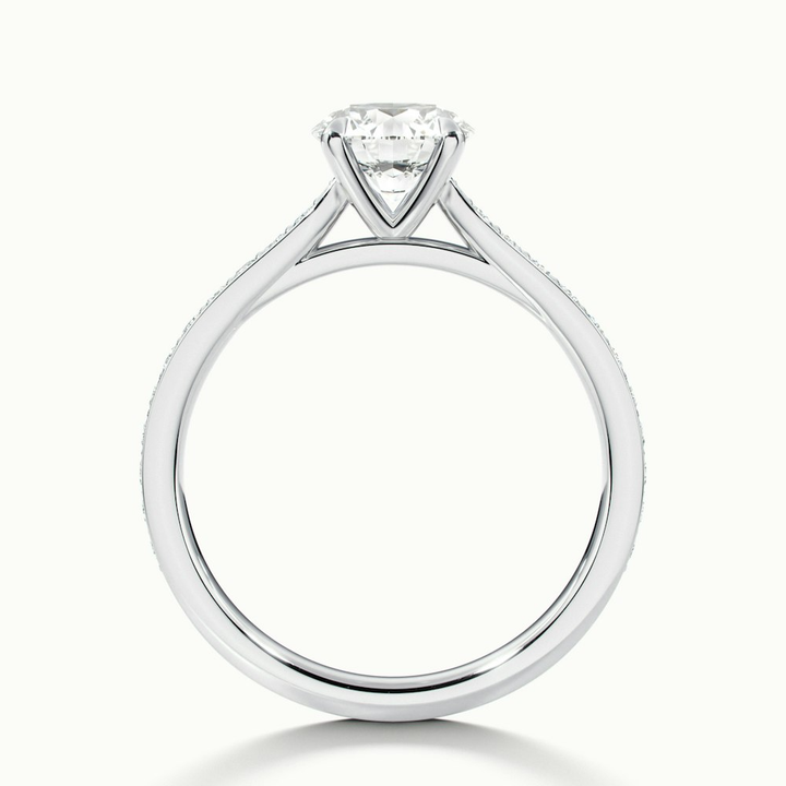 Betti 2.5 Carat Round Solitaire Pave Moissanite Diamond Ring in 14k White Gold