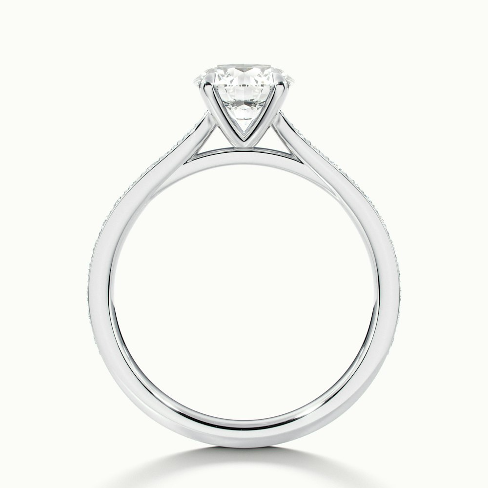 Betti 1 Carat Round Solitaire Pave Moissanite Diamond Ring in 14k White Gold
