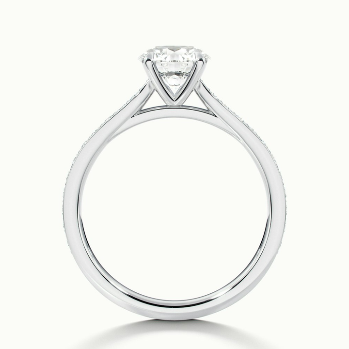Betti 2 Carat Round Solitaire Pave Moissanite Diamond Ring in 18k White Gold