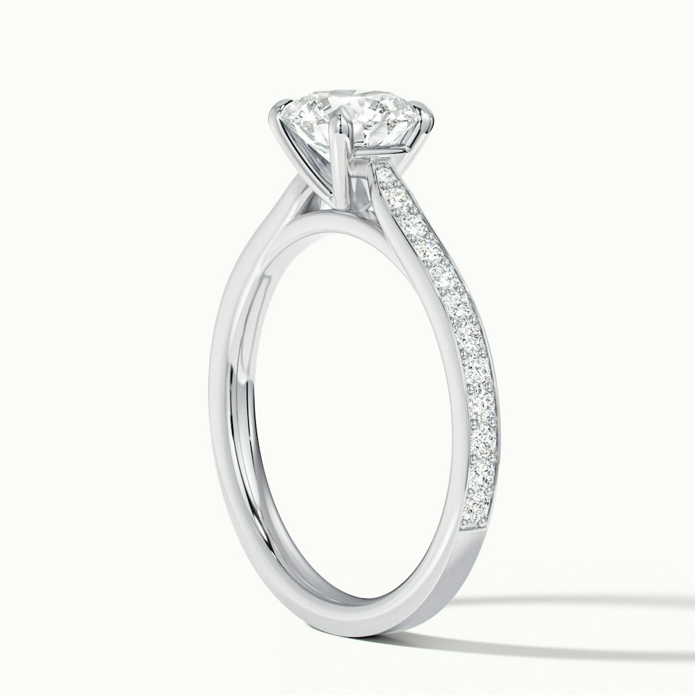 Callie 1 Carat Round Solitaire Pave Lab Grown Engagement Ring in 18k White Gold