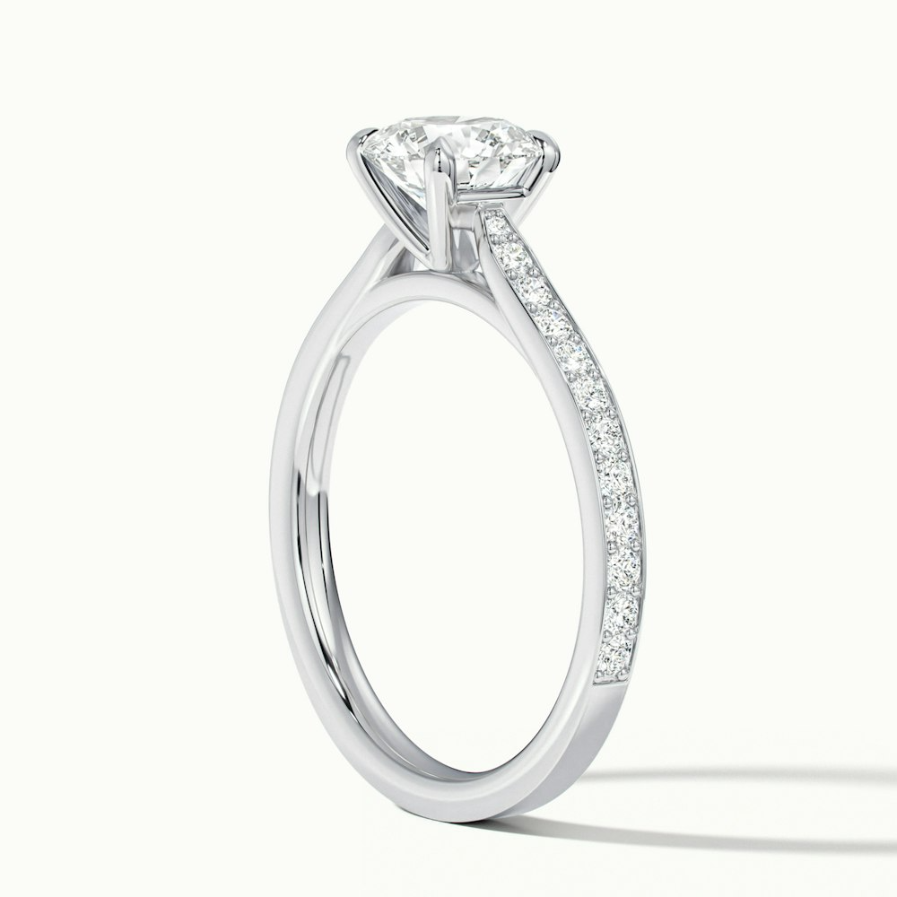 Callie 4.5 Carat Round Solitaire Pave Lab Grown Engagement Ring in 10k White Gold