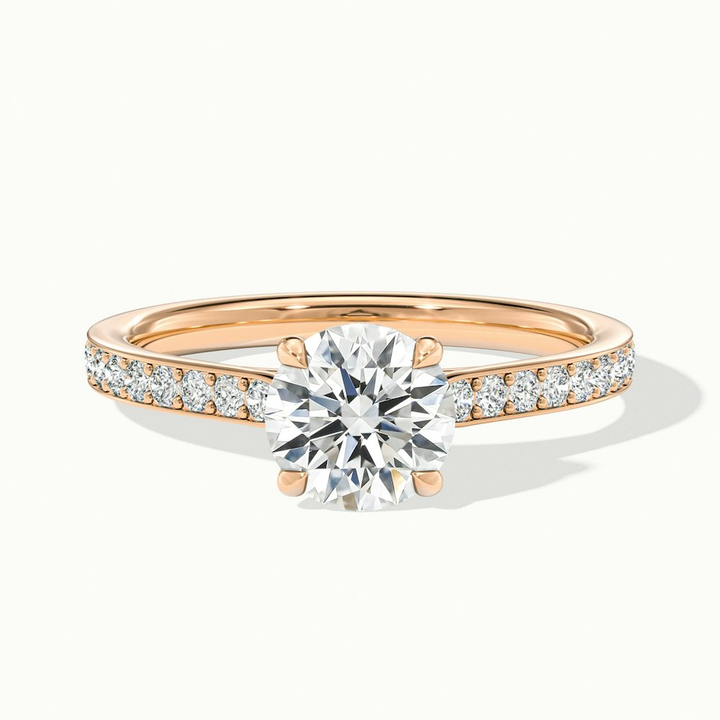 Callie 4 Carat Round Solitaire Pave Lab Grown Engagement Ring in 14k Rose Gold