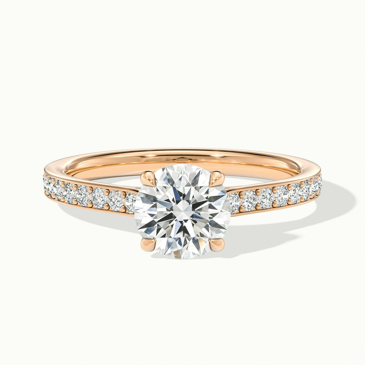 Betti 1.5 Carat Round Solitaire Pave Moissanite Diamond Ring in 10k Rose Gold