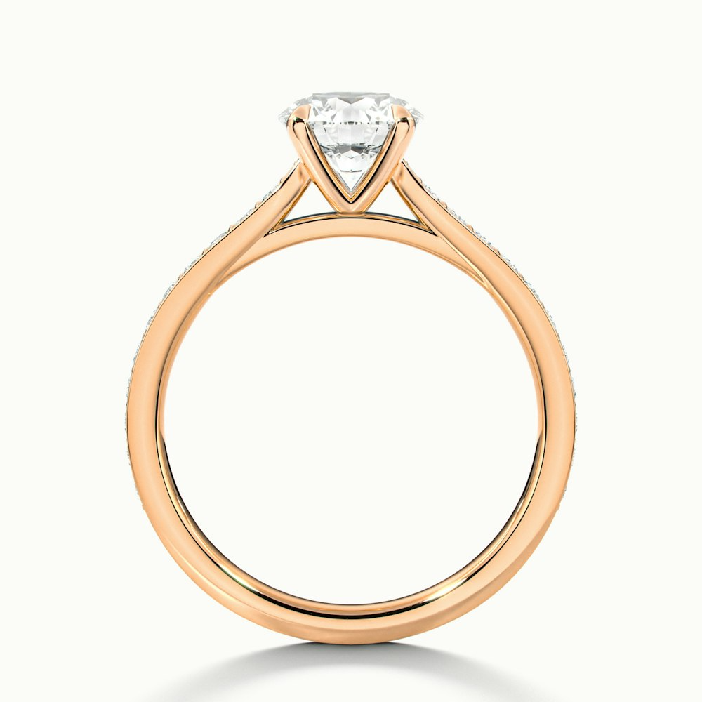 Callie 3 Carat Round Solitaire Pave Lab Grown Engagement Ring in 18k Rose Gold