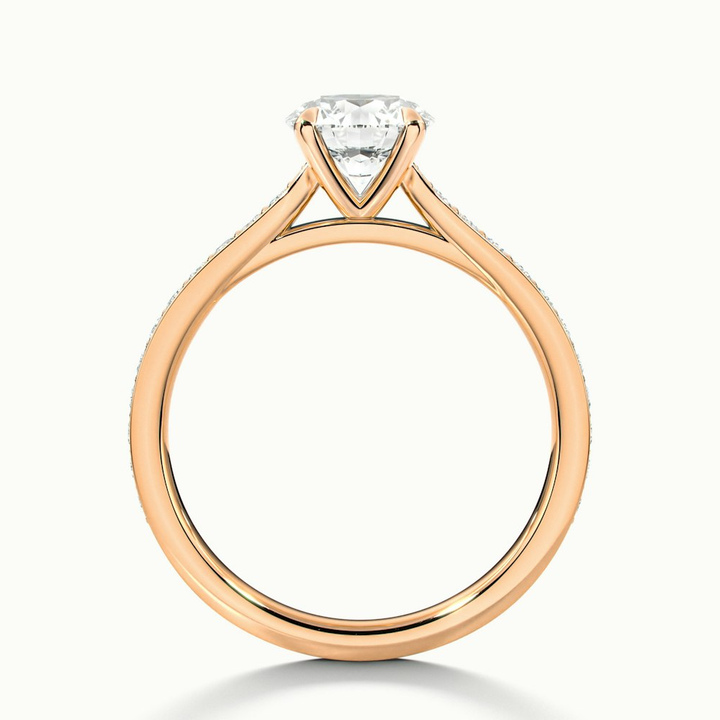 Callie 3 Carat Round Solitaire Pave Lab Grown Engagement Ring in 18k Rose Gold