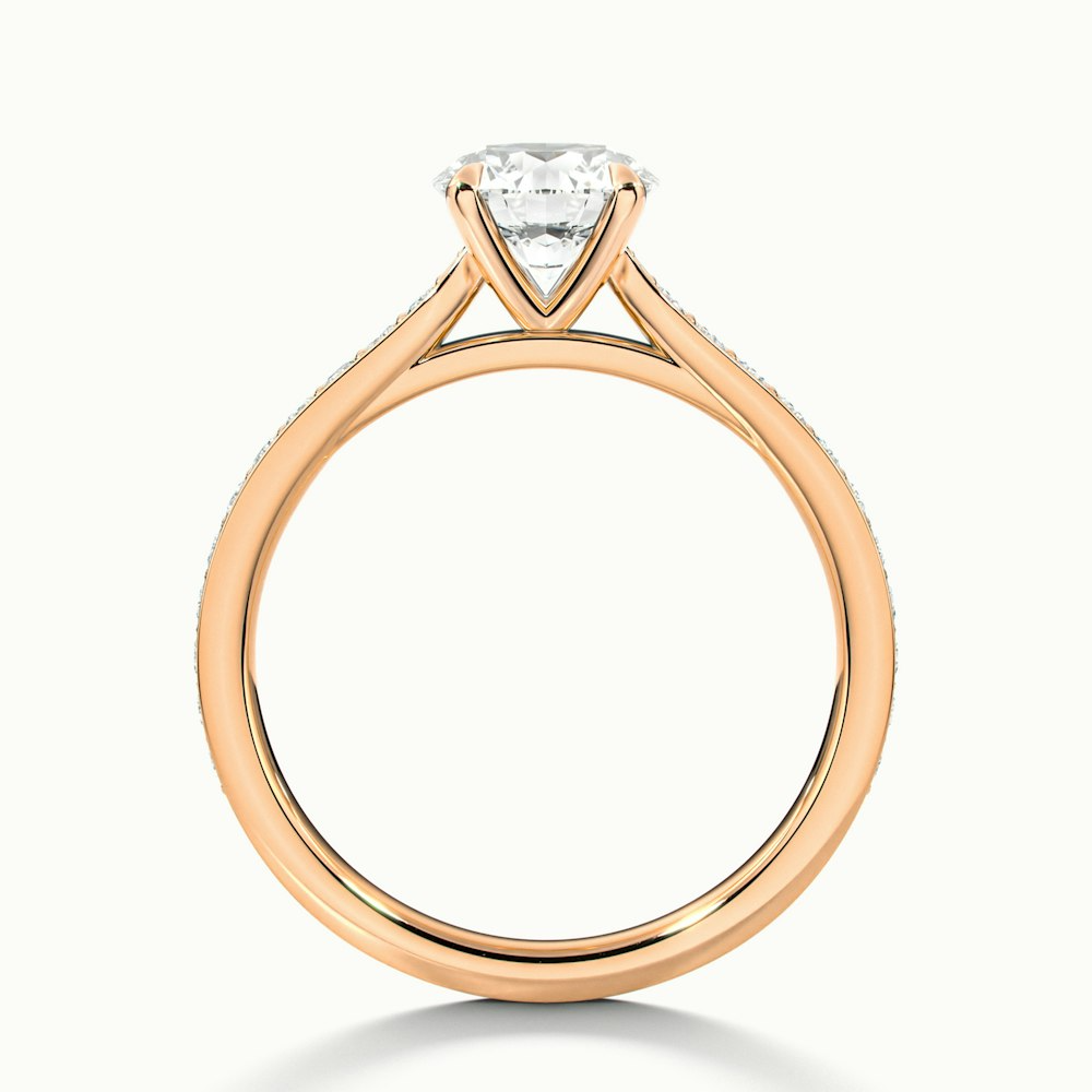 Betti 1.5 Carat Round Solitaire Pave Moissanite Diamond Ring in 10k Rose Gold