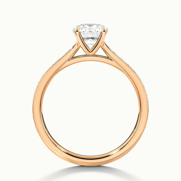 Callie 1.5 Carat Round Solitaire Pave Lab Grown Engagement Ring in 10k Rose Gold