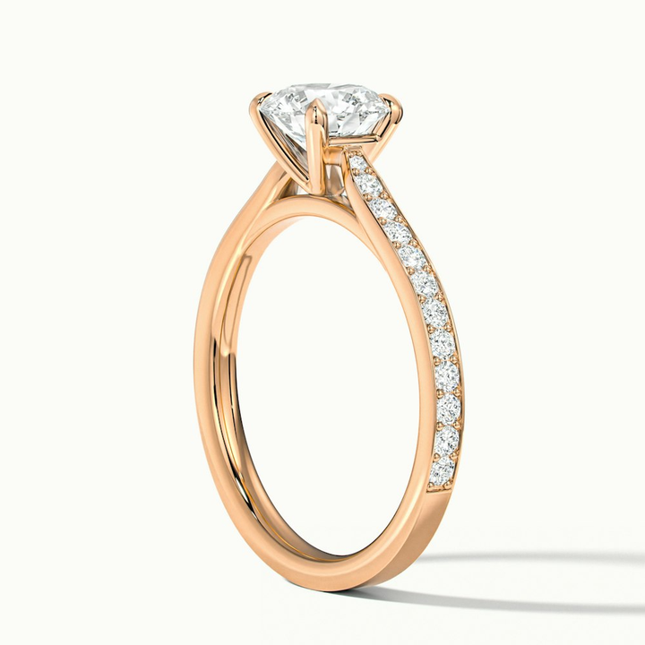 Betti 1 Carat Round Solitaire Pave Moissanite Diamond Ring in 18k Rose Gold
