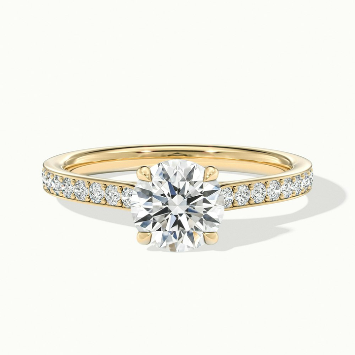 Betti 1.5 Carat Round Solitaire Pave Moissanite Diamond Ring in 10k Yellow Gold