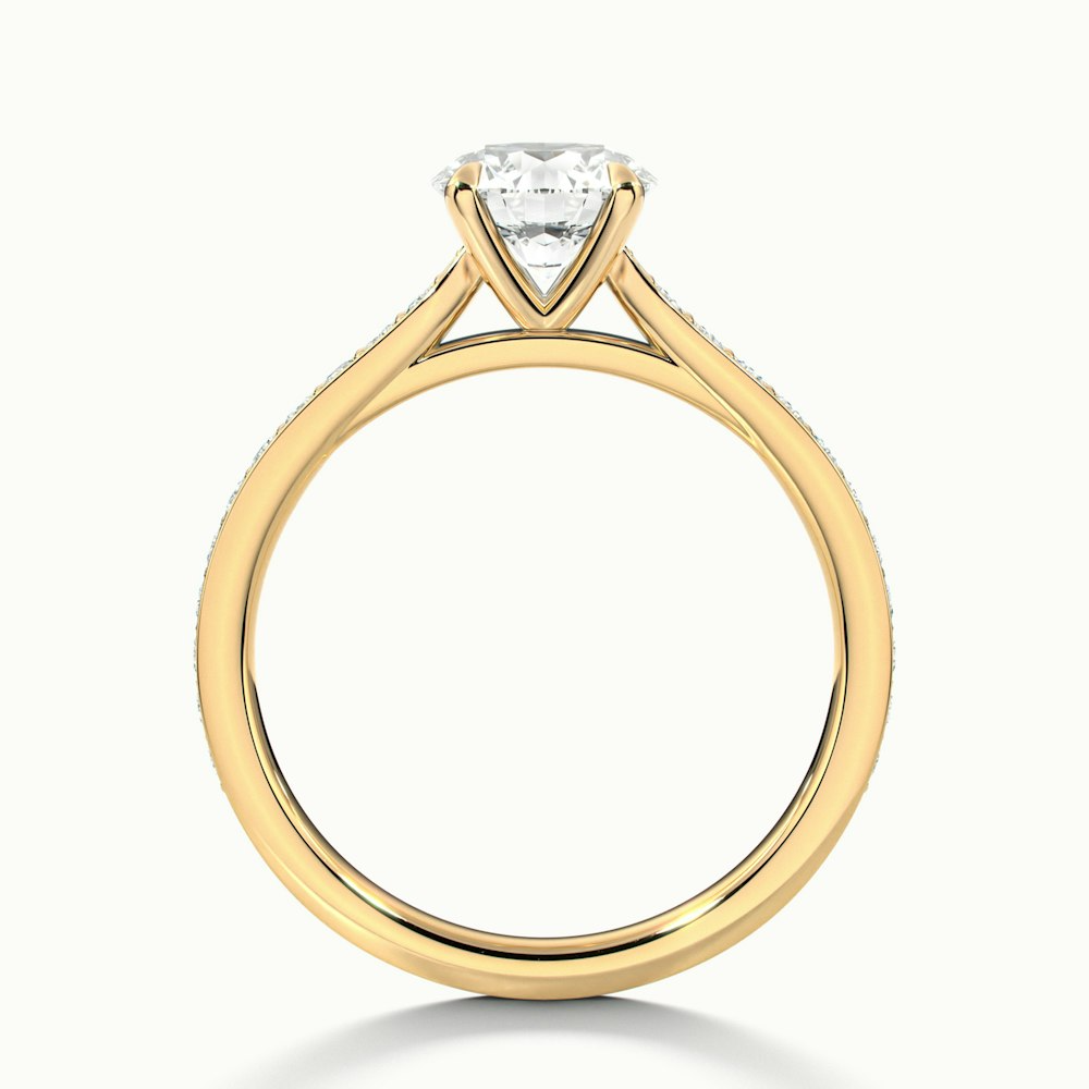 Callie 3 Carat Round Solitaire Pave Lab Grown Engagement Ring in 18k Yellow Gold