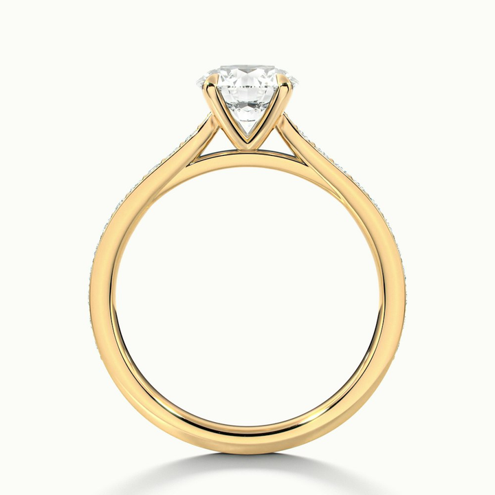 Callie 3 Carat Round Solitaire Pave Lab Grown Engagement Ring in 18k Yellow Gold