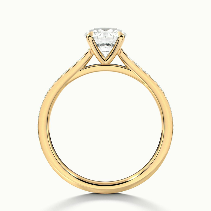 Betti 2 Carat Round Solitaire Pave Moissanite Diamond Ring in 10k Yellow Gold