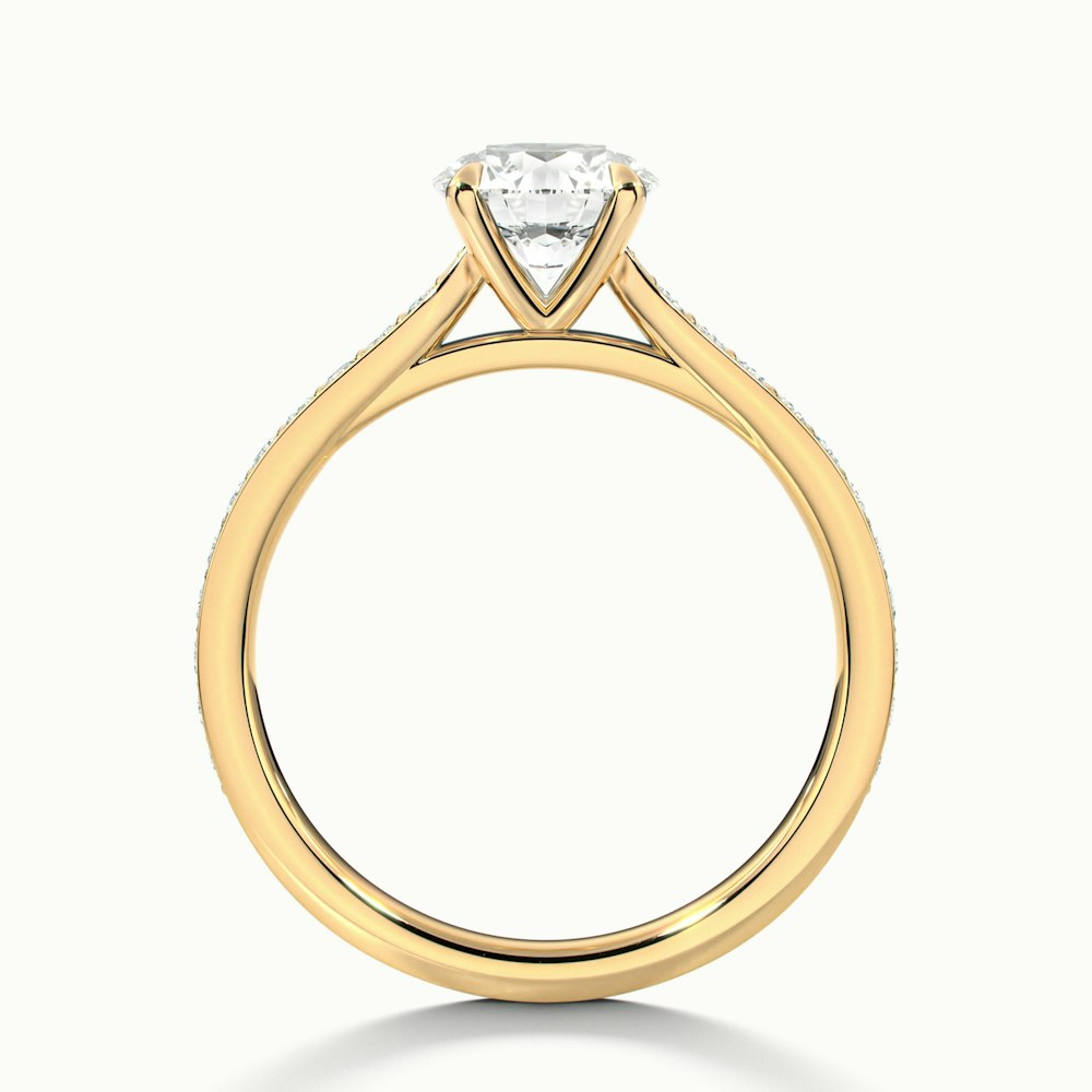 Betti 3.5 Carat Round Solitaire Pave Moissanite Diamond Ring in 10k Yellow Gold