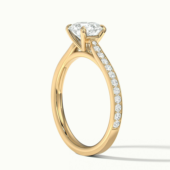 Betti 4.5 Carat Round Solitaire Pave Moissanite Diamond Ring in 14k Yellow Gold