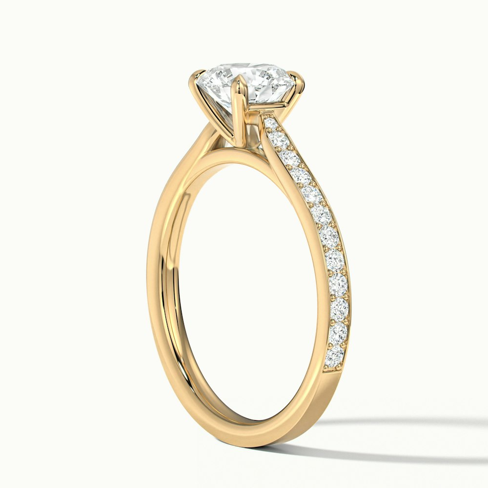 Callie 5 Carat Round Solitaire Pave Lab Grown Engagement Ring in 10k Yellow Gold