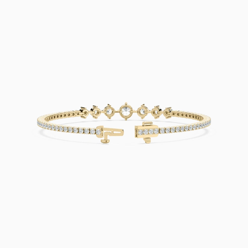 Daisy Round Cut Lab Grown Diamond Intricate Tennis Bracelet