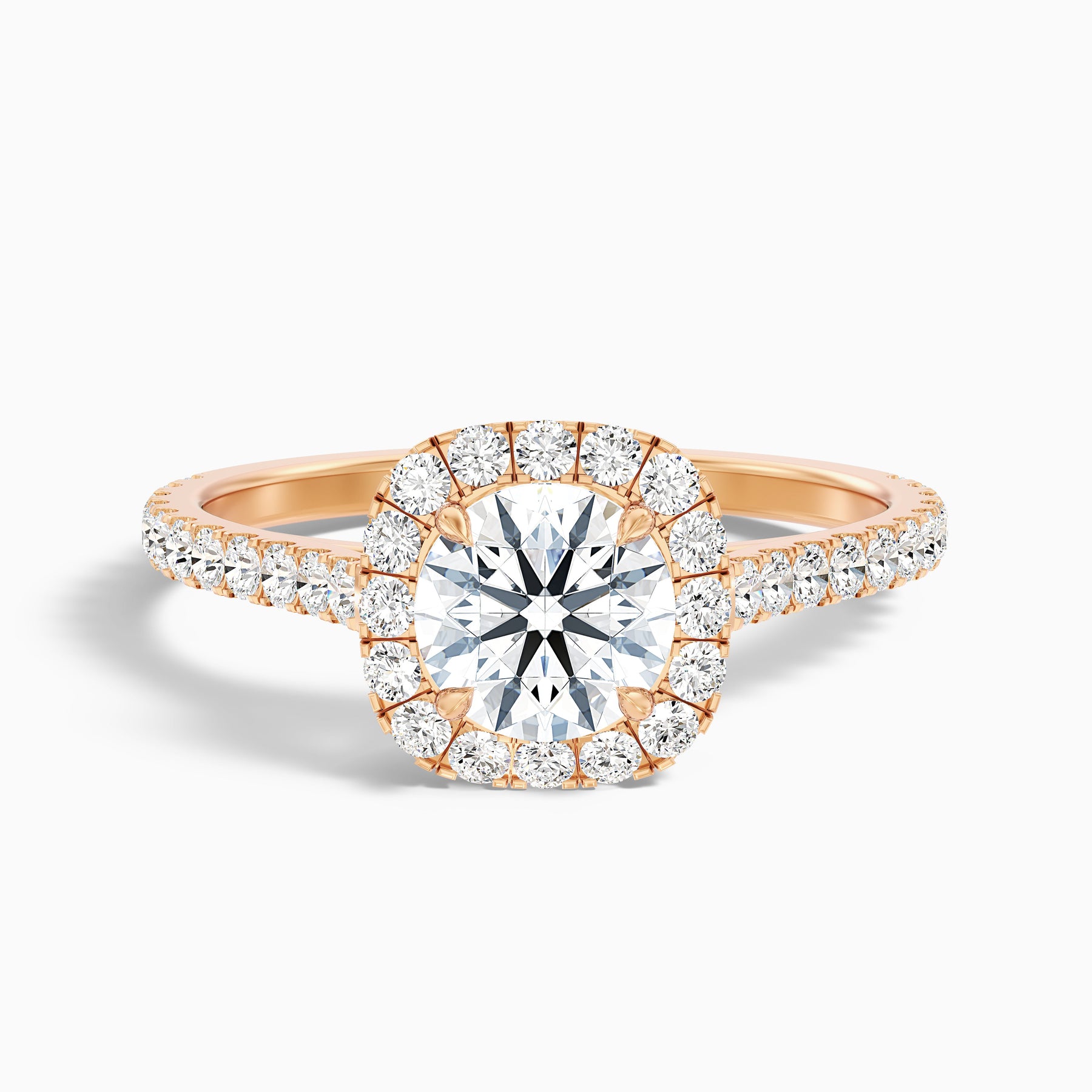 1 Carat Round Halo Pave Lab Grown Engagement Ring