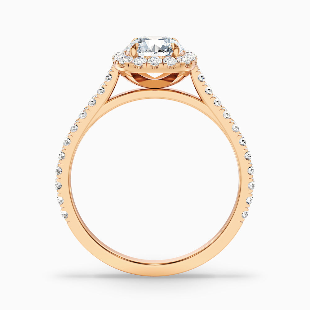 Anika 3 Carat Round Halo Pave Moissanite Diamond Ring - Side View