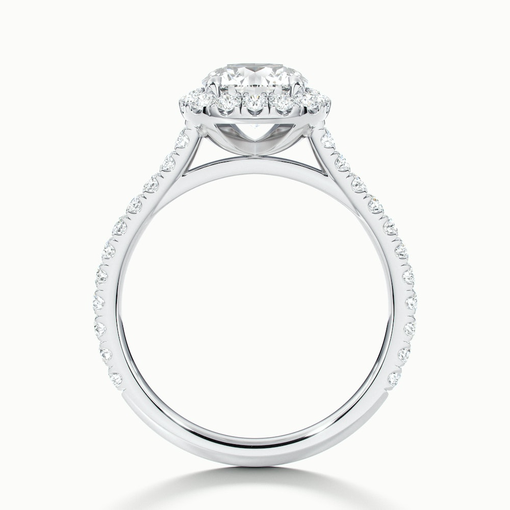Anika 1.5 Carat Round Halo Pave Moissanite Diamond Ring in 10k White Gold